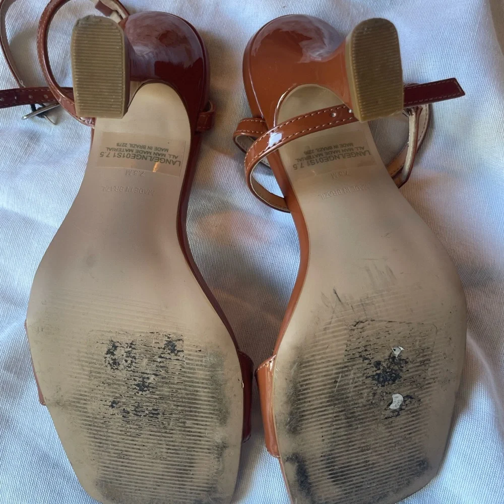 Steve Madden Glossy Brown Strappy Heels - Picture 6 of 9